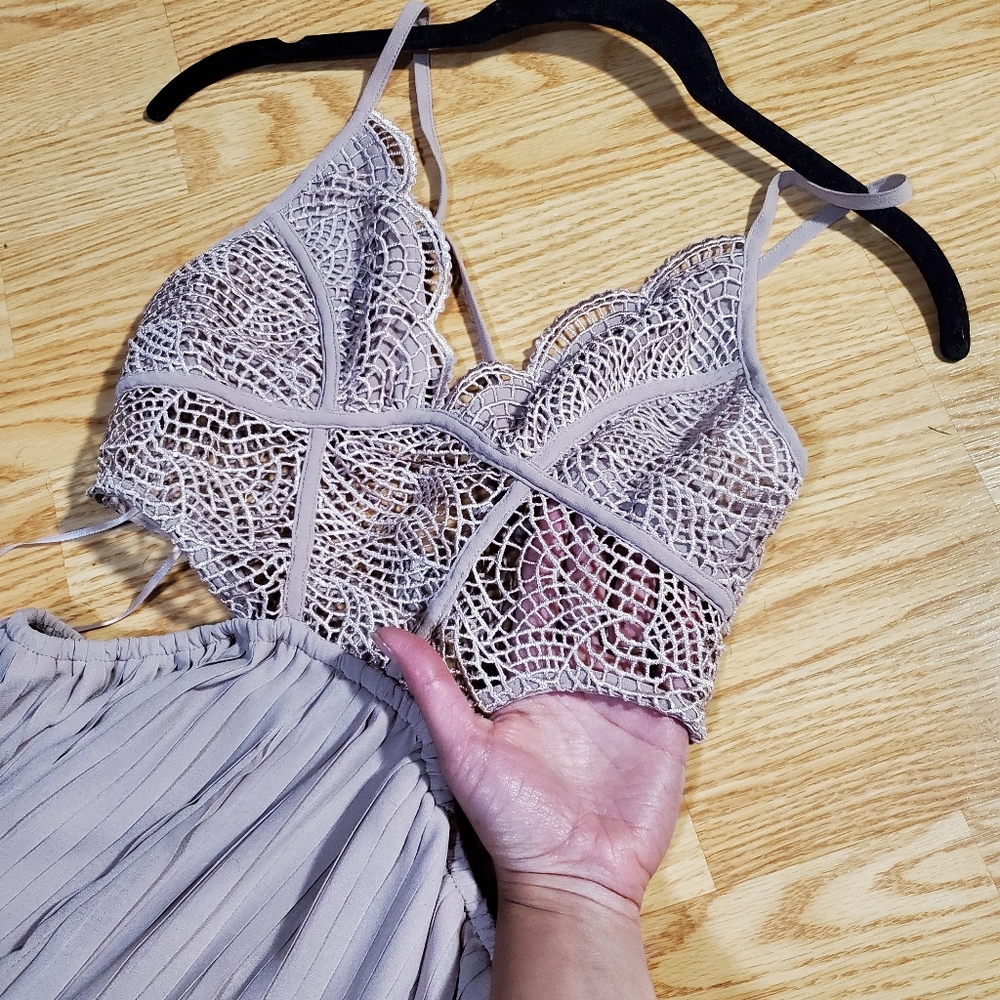 Cut out, lace effect short jumsuit/romper